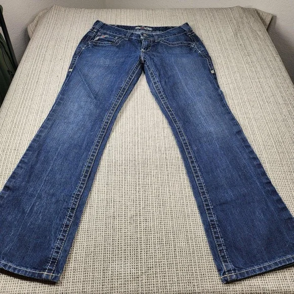 Ariat FR Work Mid Rise Bootcut Jeans Womens 29S Blue Medium Wash Denim - Picture 2 of 11